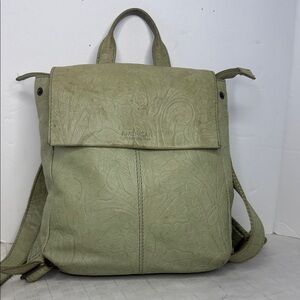 American Leather Co. Liberty backpack in Moss green flor tooled leather